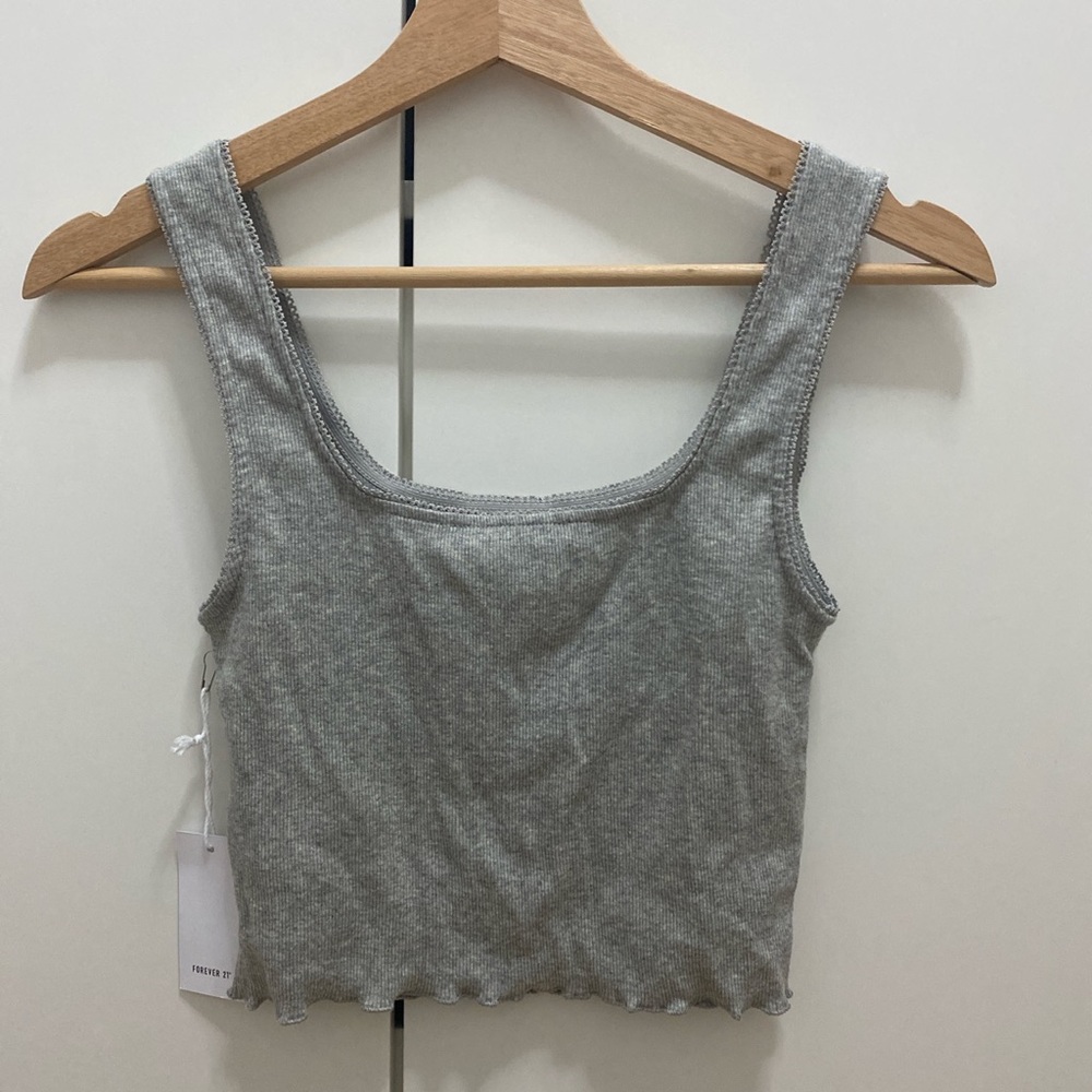Grey Cropped Tank Top - Picture 2 of 5